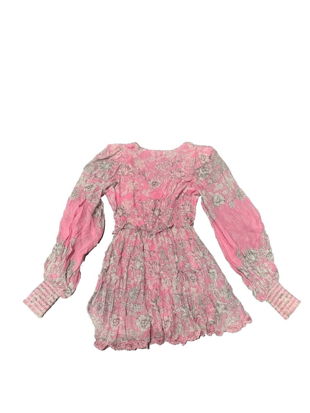 Pink Floral Tiered Long-Sleeve Mini Dress - Picture 7 of 8